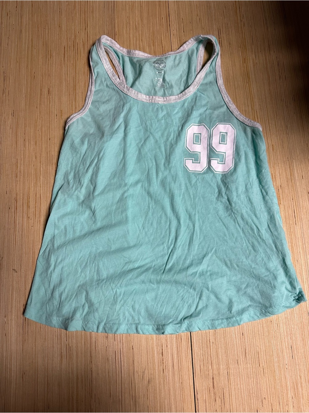 SO Mint Green Tank Top with White '99' Graphic